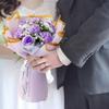 Aiouclay 7pcs Crochet Roses Bouquet Purple, Knitted Flowers Bouquet, Crochet Flowers Romantic, Artificial Flower Gift to Girlfriend Mom Women, Anniversary Birthday(Purple-Rose) view 3