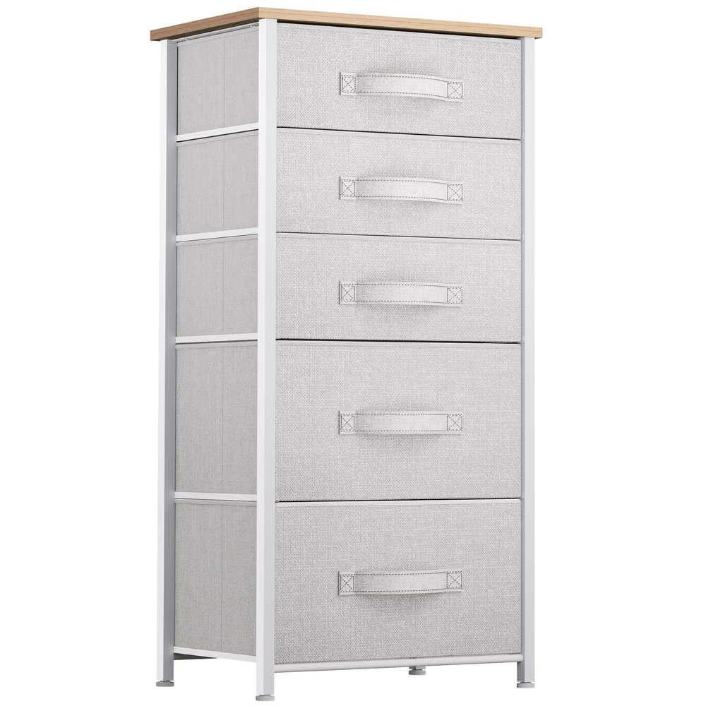 YITAHOME 5 Drawers Dresser - Fabric Dresser, Organizer Unit for Living Room, Closets(Pink)