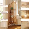 Miusocal Free-Standing Wood Corner Display Shelf, Tall Bookcase, Display Corner Shelving Unit with Storage, Wood Rattan Storage Rack, Decorative Screen Shelf for Bedroom(Brown) view 3