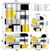 4 Pcs Bathroom Sets with Shower Curtain and Rugs,Yellow Geometric Bathroom Shower Curtain Sets with 12 Hooks, Yellow and Black Modern Abstract Bathroom Sets with Rugs and Accessories for Bathroom view 2