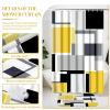 4 Pcs Bathroom Sets with Shower Curtain and Rugs,Yellow Geometric Bathroom Shower Curtain Sets with 12 Hooks, Yellow and Black Modern Abstract Bathroom Sets with Rugs and Accessories for Bathroom view 3