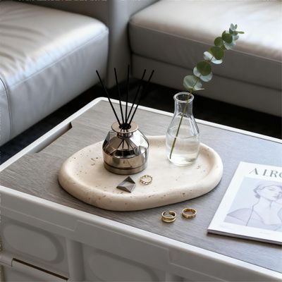Artisanal Abode Marble Tray for Jewelry, Food and Daily Items, Irregular Stone Sculpture, Suitable for Home Decor Storage Tray Vanity/Dresser Non-Resin/Non-Ceramic (yunduo-Dong)