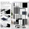 4 Pcs Bathroom Sets with Shower Curtain and Rugs,Grey Geometric Bathroom Shower Curtain Sets with 12 Hooks, Grey and Black Modern Abstract Bathroom Sets with Rugs and Accessories for Bathroom view 3