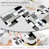 4 Pcs Bathroom Sets with Shower Curtain and Rugs,Grey Geometric Bathroom Shower Curtain Sets with 12 Hooks, Grey and Black Modern Abstract Bathroom Sets with Rugs and Accessories for Bathroom view 4