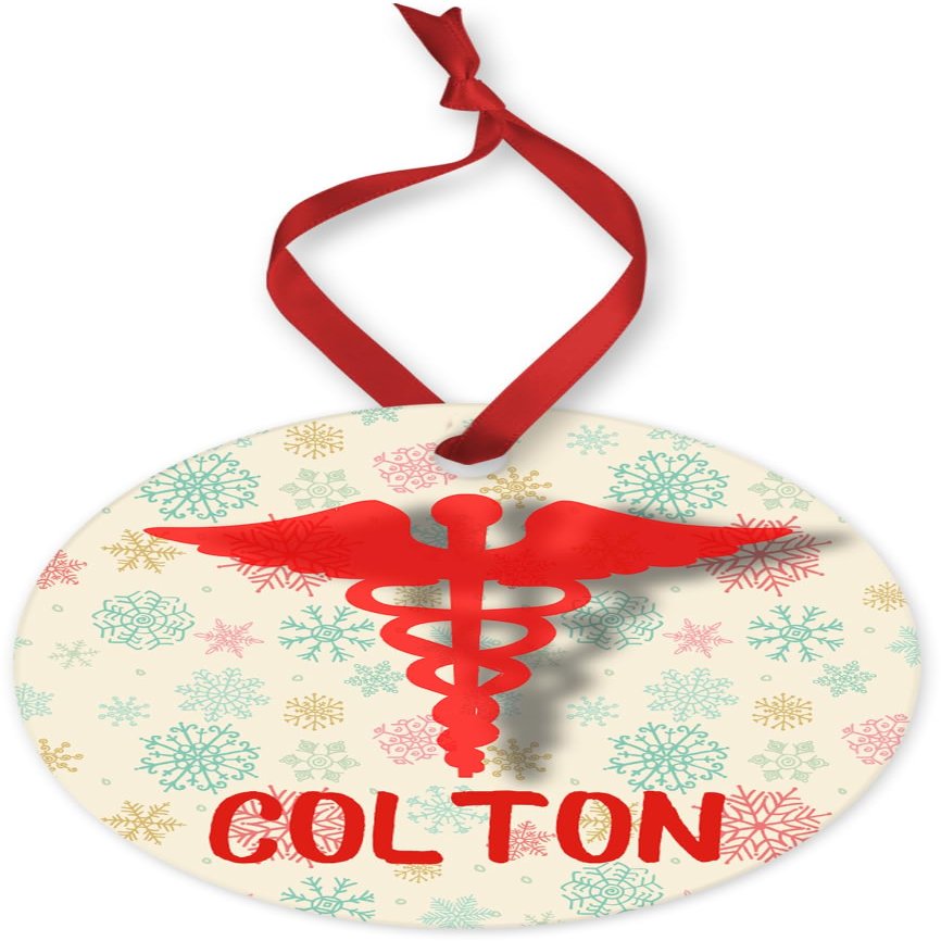 BeNiralu Nurse Symbol Ornament With Name 2024 - Personalized Nurse Symbol Ornaments For Christmas Tree 2024 - Fast & Free Customization - Sports Christmas Ornaments Gifts