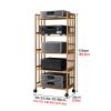 2/3/4/5 Tiers Mobile Stereo Racks and Stands on Wheels, Natural Bamboo Amplifier Rack Audio Media Cabinet with Height Adjustable Wooden Shelf, Home/Office/Theater Standing AV Media Shelf(5 Tier (H 158 view 2
