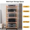 2/3/4/5 Tiers Mobile Stereo Racks and Stands on Wheels, Natural Bamboo Amplifier Rack Audio Media Cabinet with Height Adjustable Wooden Shelf, Home/Office/Theater Standing AV Media Shelf(5 Tier (H 158 view 3