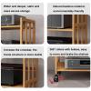 2/3/4/5 Tiers Mobile Stereo Racks and Stands on Wheels, Natural Bamboo Amplifier Rack Audio Media Cabinet with Height Adjustable Wooden Shelf, Home/Office/Theater Standing AV Media Shelf(5 Tier (H 158 view 4