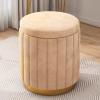 JIXDILO Round Velvet Storage Ottoman with Removable Lid, Modern Entryway Upholstered Footrest Vanity Stool, Gold Metal Base Foot Stools for Living Room Bedroom Dorm(43x34cm(17"x13.4"), Yellow) view 1