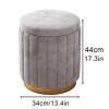 JIXDILO Round Velvet Storage Ottoman with Removable Lid, Modern Entryway Upholstered Footrest Vanity Stool, Gold Metal Base Foot Stools for Living Room Bedroom Dorm(43x34cm(17"x13.4"), Yellow) view 2