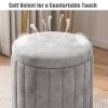 JIXDILO Round Velvet Storage Ottoman with Removable Lid, Modern Entryway Upholstered Footrest Vanity Stool, Gold Metal Base Foot Stools for Living Room Bedroom Dorm(43x34cm(17"x13.4"), Yellow) view 3