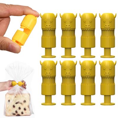 Bread Bag Clips Reusable,Snack Bread Wrapper Sealing Clip to Keep Bread Fresh, Bread Ties Bag Closures Closer Cinchers,Squeeze and Lock Bread Clips for Food Storage (8Pcs Yellow)