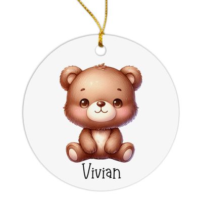 Brown Bear 2026 Ornament, Customized Name Brown Bear Lover Ornament Keepsake, Personalized Animal Ornaments Christmas, Custom Animal Xmas Tree Keepsake Decor Hanging, New Baby Ornaments