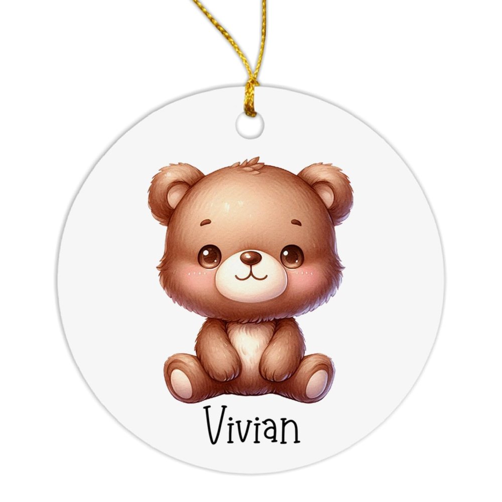 Brown Bear 2026 Ornament, Customized Name Brown Bear Lover Ornament Keepsake, Personalized Animal Ornaments Christmas, Custom Animal Xmas Tree Keepsake Decor Hanging, New Baby Ornaments