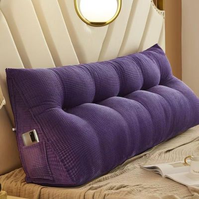BWCXR Triangular Headboard Cushion Wedge Cushion Lumbar Support Cushion Bed Reading Pillow, with Pocket Removable Cover for Home Bedrooms and Lounges (Purple,39.3in)