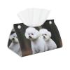 PU Leather Tissue Box Cover Modern Decorative Tissue Box Holder Rectangular Facial Tissue Case Bichon Frise Tissue Holder Facial Paper Organizer Dispenser for Bathroom view 1