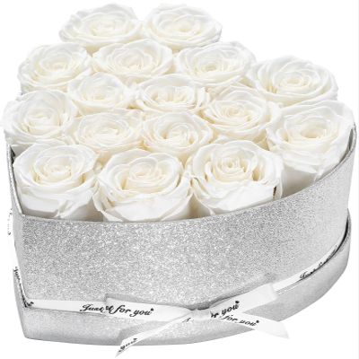 16 Preserved Rose in Heart Shaped Box,Forever Flowers for Delivery Birthday,Flowers Gifts for Women, Mother, Her Wife, Girlfriend on Valentines Mothers Day Christmas Anniversary (white)