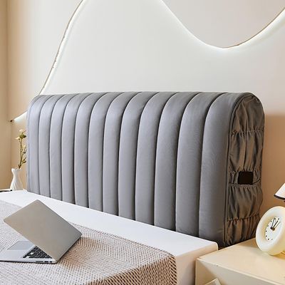 GZYLCH Thicken Headboard Cover, Double-Sided Filling Cotton Stretch Bed Headboard Cover for Full Queen Cal King Size, Washable Bed Headboard Slipcover Dustproof Protector Cover,Dark Gray,King:78.7in