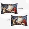 2 Pack Small/Standard/Queen Size Pillow Cases with Hidden Zipper Santa Claus and Deer Elk Pillow Cover 14"x20" Soft Breathable Pillowcase for Hair and Skin, Sleeping Gifts Bed Pillow Case view 2