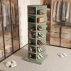 Bituman 7-Tire 360 Rotating Shoe Rack Tower, Shoe Display Tower Lazy Susan Spinning 28 Pairs Shoe Cabinet Vertical Handbag Rotate Shoes Closet Organization for Entryway Living Room Hallway, Green view 1
