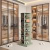 Bituman 7-Tire 360 Rotating Shoe Rack Tower, Shoe Display Tower Lazy Susan Spinning 28 Pairs Shoe Cabinet Vertical Handbag Rotate Shoes Closet Organization for Entryway Living Room Hallway, Green view 3