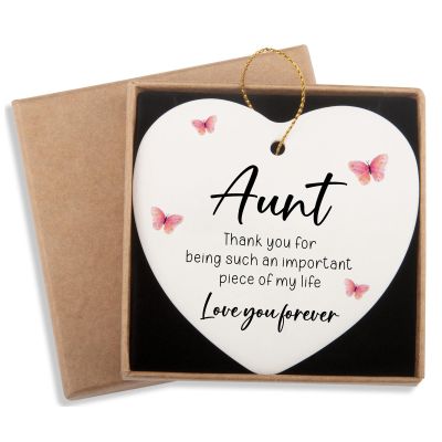 Aunt Gifts Ceramic Ornament Keepsake Auntie Birthday Mothers Day Christmas Thank You Gifts Best Aunt Ever