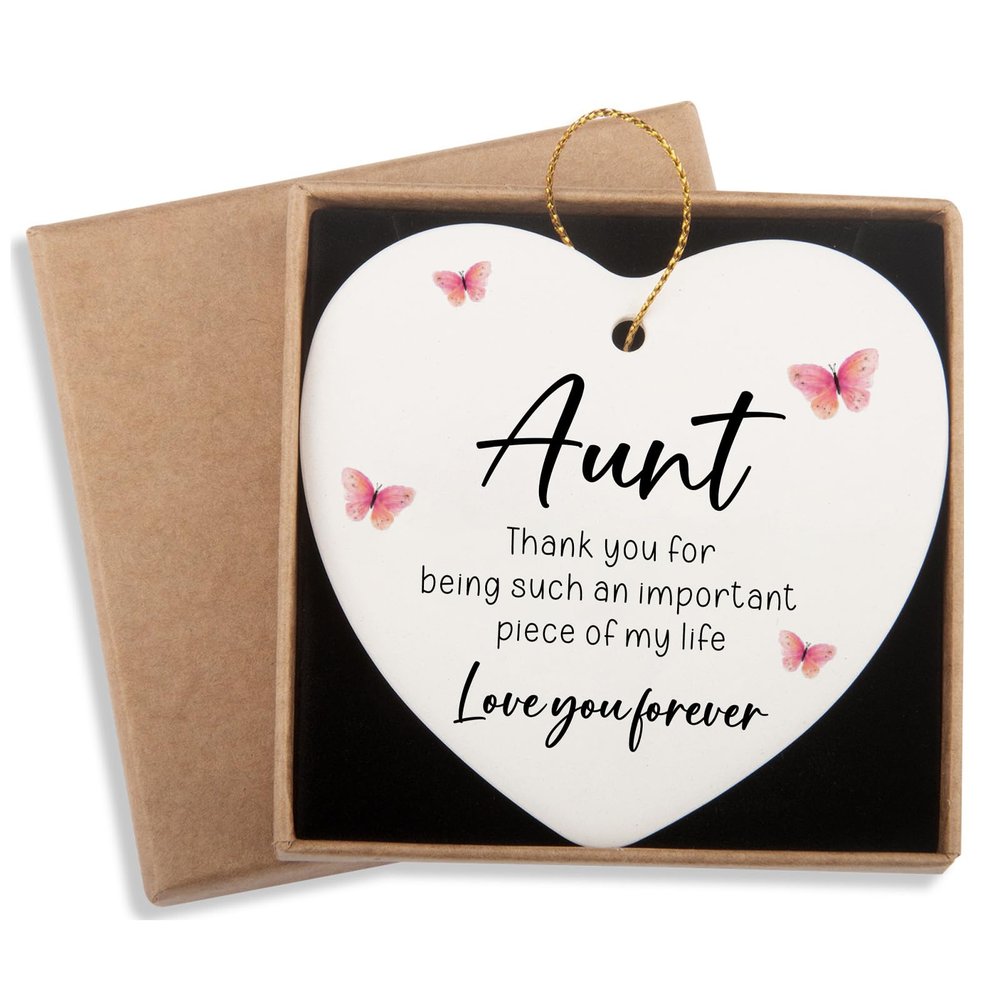 Aunt Gifts Ceramic Ornament Keepsake Auntie Birthday Mothers Day Christmas Thank You Gifts Best Aunt Ever