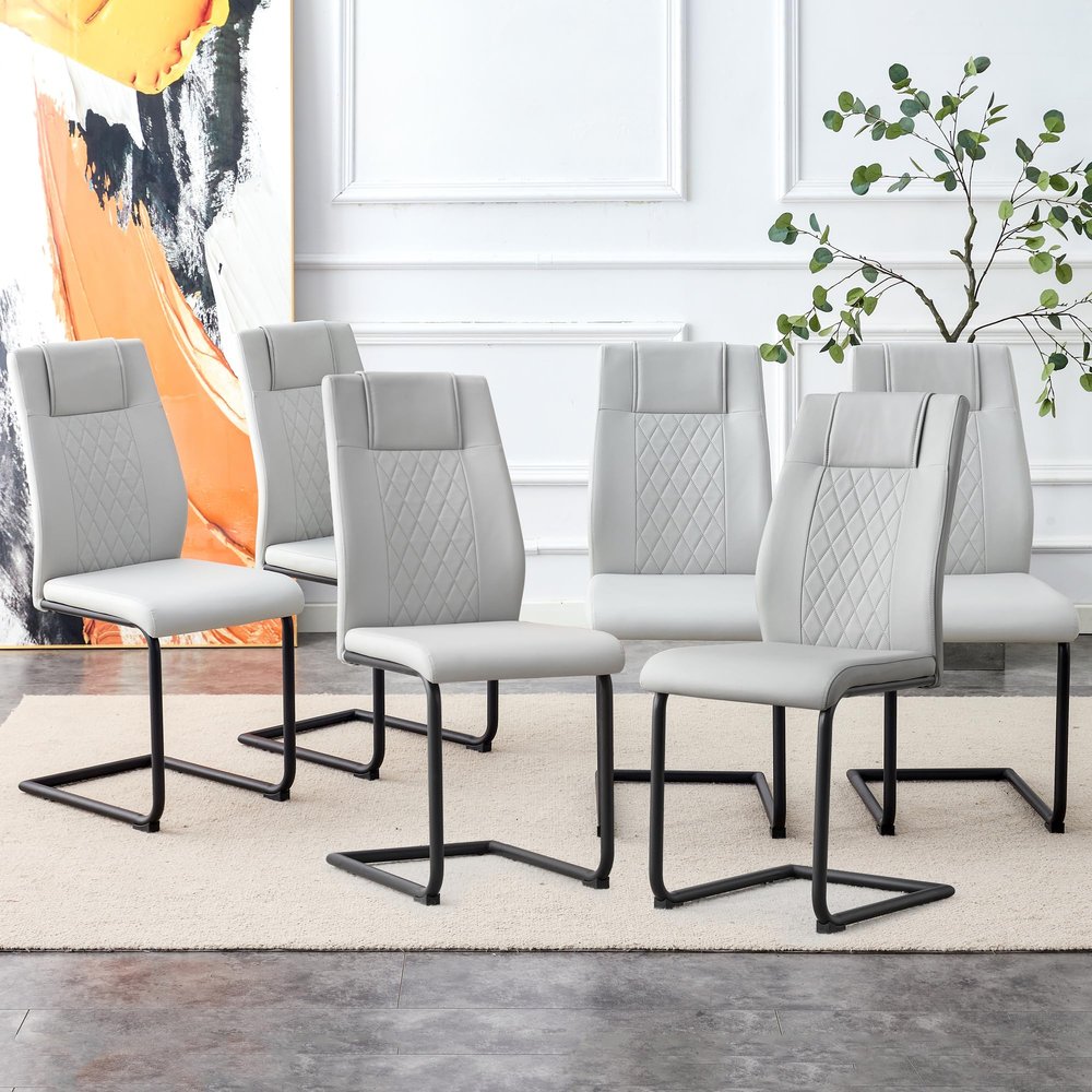 Dining Chairs Set of 6, Modern Dining Chairs, Kitchen Chairs with PU Faux Leather Padded Seat and Metal Legs, Dining Room Chairs, Kitchen & Dining Room Chairs for Dining Room, Kitchen, Living Room