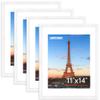FIXSMITH 11x14 Picture Frame Bulk-4 Pack, Photo Frame with HD Plexiglass, Display Pictures 8x10 with Mat or 11x14 Without Mat, White Picture Frames Collage Wall Decor, Gallery Wall Frame view 1