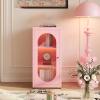 BRCYKRWY Glass Display Cabinets Living Room Display Cabinets Metal Storage Cabinet Bookcase Corner Wine Cabinet with Glass Door Display Cabinets for Collectibles for Home Office,Living Room,Pantry view 1