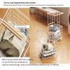 HTBNFYY Metal Laundry Basket,Laundry cart with Wheels,Detachable Laundry cart for Bedroom, Living Room, Bathroom,White view 3