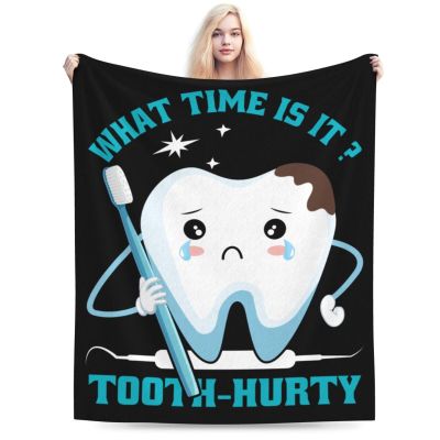 What Time is It Tooth Hurtw Throw Blanket for Couch Super Soft Cozy Chair Bed Blanket 40"x30" Flannel Throw Blankets