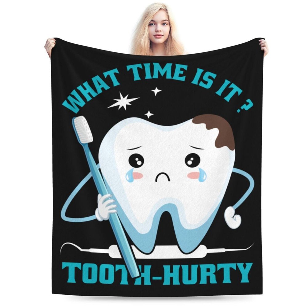 What Time is It Tooth Hurtw Throw Blanket for Couch Super Soft Cozy Chair Bed Blanket 40"x30" Flannel Throw Blankets