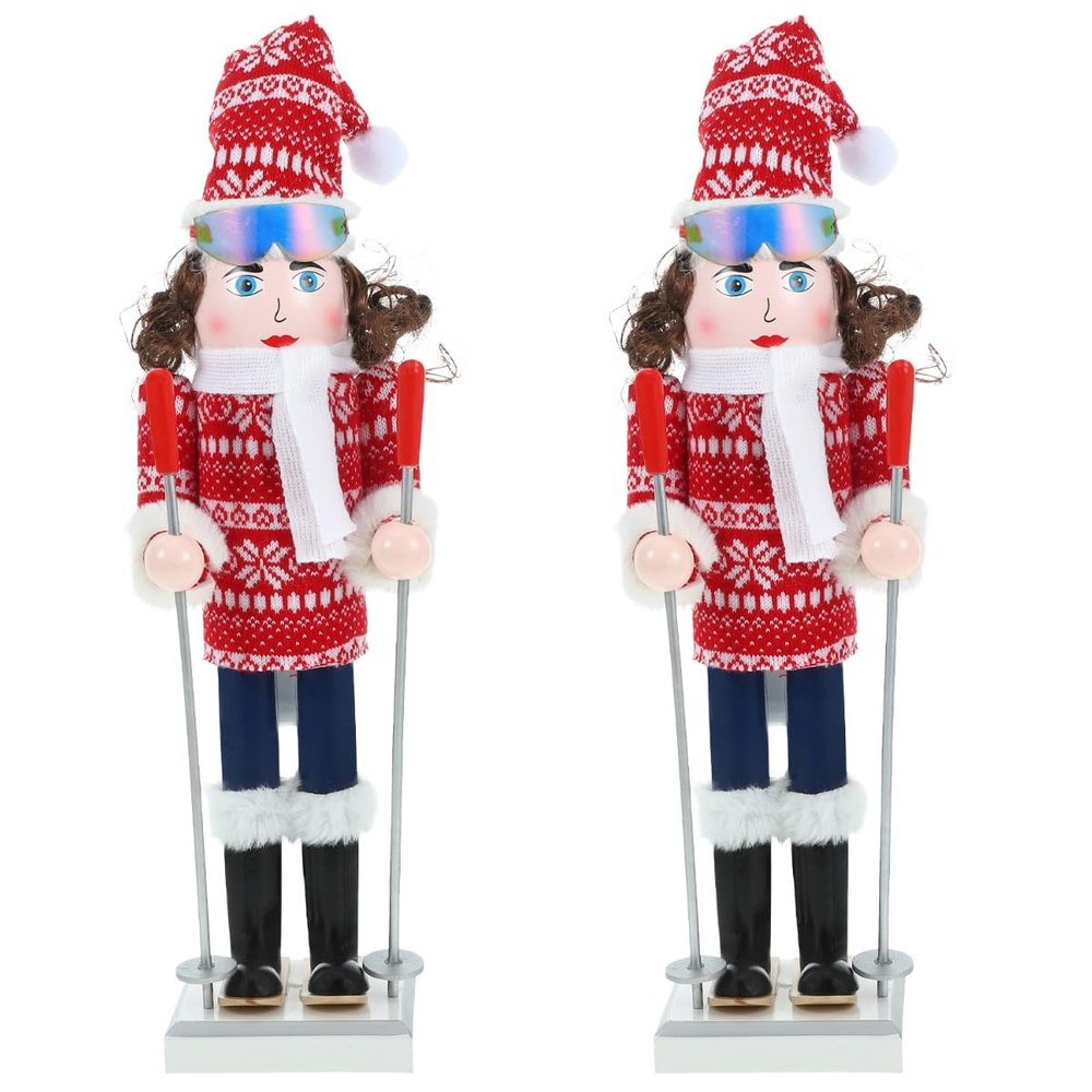 Gatuida 2pcs Christmas Nutcracker Girl Scarf Wooden Holiday Decor for Festive Cheer Charming Nutcracker Ornament for Home Unique Xmas Decoration