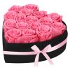 woyoo Luxury Forever Real Roses in Suede Heart-Shaped Box,16 Preserved Roses Valentines's Day, Forever Flowers for Women,Preserved Flowers Gifts for Delivery Prime Birthday, Mother's Day (Pink) view 1