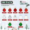 100 Pcs Mini Christmas Ball Ornaments Set, 1.18'' Red Green and White Small Shatterproof Xmas Tree Ornament Hanging Ball Bulk Decorations for Holiday Party, Wreath, Garland, Winter Decor view 2
