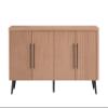 Manhattan Comfort Jodie 64" Sideboard Cabinet with Storage, Ribbed Soft-Close Doors & 8 Adjustable Cubby Shelves, Mid Century Modern Buffet Table for Entryway, Living Room or Office, Maple view 1