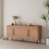 Manhattan Comfort Jodie 64" Sideboard Cabinet with Storage, Ribbed Soft-Close Doors & 8 Adjustable Cubby Shelves, Mid Century Modern Buffet Table for Entryway, Living Room or Office, Maple view 2