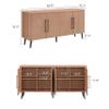 Manhattan Comfort Jodie 64" Sideboard Cabinet with Storage, Ribbed Soft-Close Doors & 8 Adjustable Cubby Shelves, Mid Century Modern Buffet Table for Entryway, Living Room or Office, Maple view 3