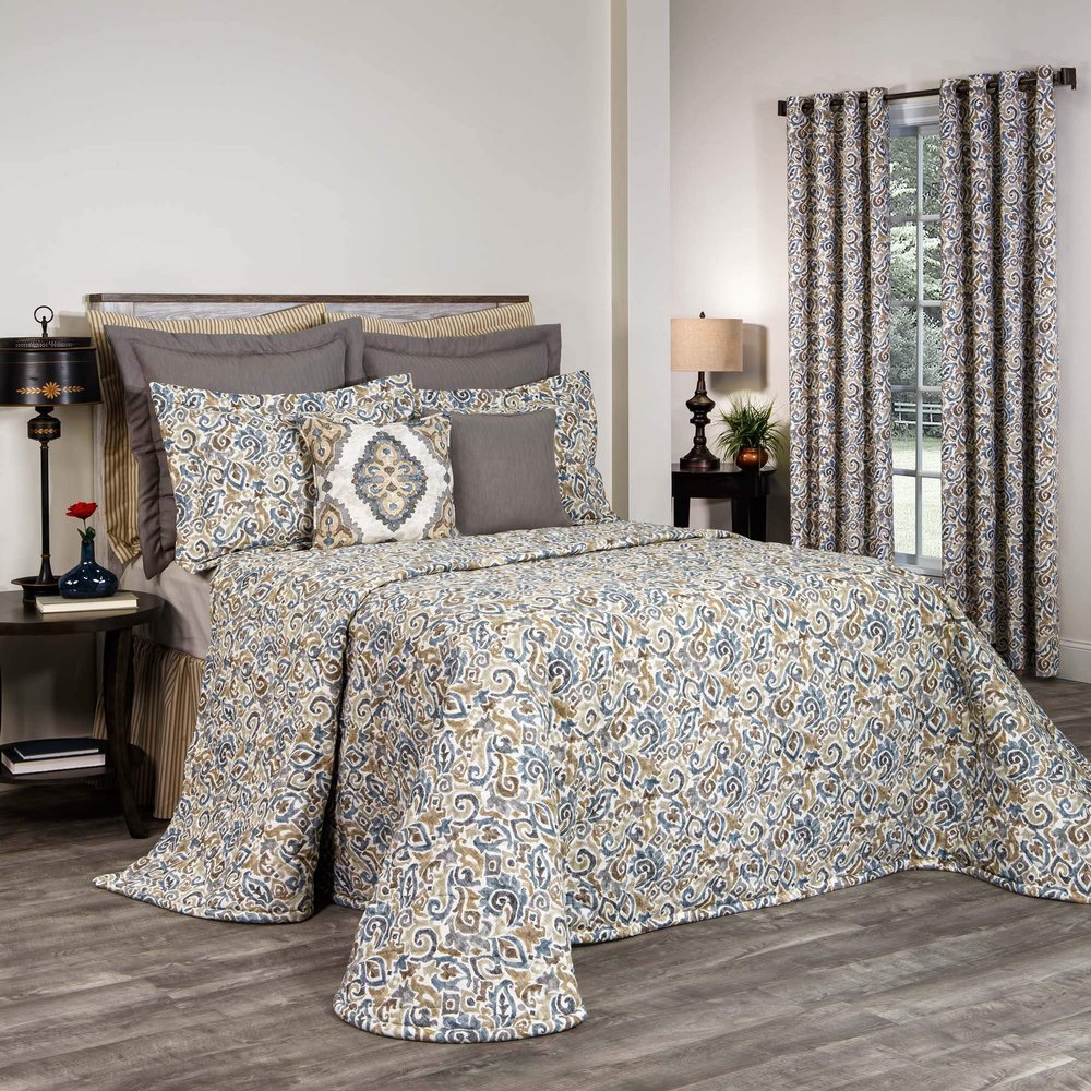 Thomasville At Home Queen and Jester Bedspreads - Jester Print, King 118" Long x 120" Wide, Single Cotton Bedspread (1), Bedroom