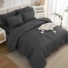 Litanika Twin/Twin XL Size Comforter Sets Grey Dark Grey - 5 Pieces Bed in a Bag Twin/Twin XL Bedding Comforter Sets, Solid Lightweight Bed Set with Comforter, Sheets, Pillowcase & Sham view 3