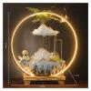Desktop Waterfall Opening Gifts, Water Fountain, Lighting Ring, Lucky Wind, Atomization and Humidification, Office Desktop Landscape Tabletop Fountains Dcor (Color : P) (M) view 1