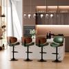 Aowos Bar Stools Set of 3, Adjustable Swivel Leather Bar Stools for Kitchen Island, Mid Century Modern Counter Height Bar Chairs Barstools with Back & Footrest (Green) view 2
