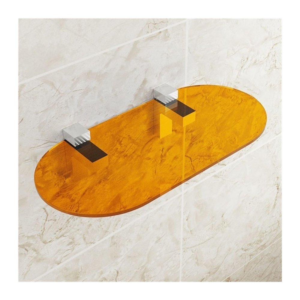 GLigeT Bathroom Shelves Acrylic Floating Shelves for Wall, Clear Acrylic Display Shelf, Wall Decoration & Storage Shelf for Living Room, Bathroom, Bedroom, Kitchen Shower Caddy(Orange,Medium)