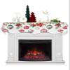 Christmas Balls Fireplace Mantel Scarf Table Runner, Red Green Xmas Botanical Poinsettia Winter Garland Mantel Top Tablerunners Dresser Scarves Cover Decorations for Windows Party Living Room 60x17 view 1