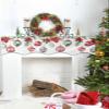 Christmas Balls Fireplace Mantel Scarf Table Runner, Red Green Xmas Botanical Poinsettia Winter Garland Mantel Top Tablerunners Dresser Scarves Cover Decorations for Windows Party Living Room 60x17 view 4