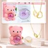 Drawelry Personalized Heart Necklace with Real Rose Bear Jewelry Box, Preserved Eternal Roses Hug Bear Gifts Set, Heart Necklace Bear Box Christmas Birthday Gifts for Woman (White, Yellow Gold) view 4