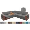 ALIECOM Corner Sectional Couch Covers L Shape Sofa Covers Washable Reversible Couch Cover for Sectional Slipcover U Shape Pet Dogs Furniture Protector with Elastic Straps (Dark Gray, XX-Large) view 1