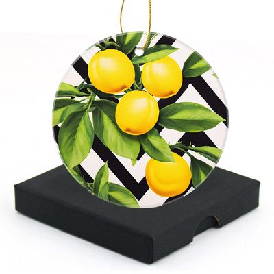 Christmas Ornaments Christmas Tree Decorative 2.95in Hanging Ornaments for Home Decor Christmas Keepsake (Lemon Yellow Limon Fruits Picture)