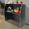 Pinelicorn 4' Folding Portable Event Bar with Top and Middle Shelves, Portable Bar Cabinet Mobile Bartender Station Mobile Laminate Foldable Bar Table for Parties and Events (Frosted Black) view 1